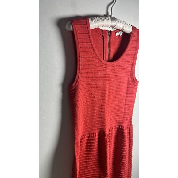 Madewell Abroad Medium Cotton & Wool Blend Sleeveless Red Fit & Flare Dress‎ - Picture 7 of 9